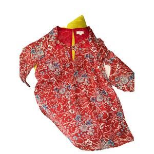 Umgee Chiffon Angel Sleeve Dress/ Tunic Boho Floral SMALL C24